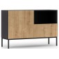 Très jolie commode de dimensions 120x40x80 cm, noir mat et chêne - Lancaster, Bois Très jolie commode de dimensions 120x40x80 cm, noir mat et chêne - Lancaster, Bois