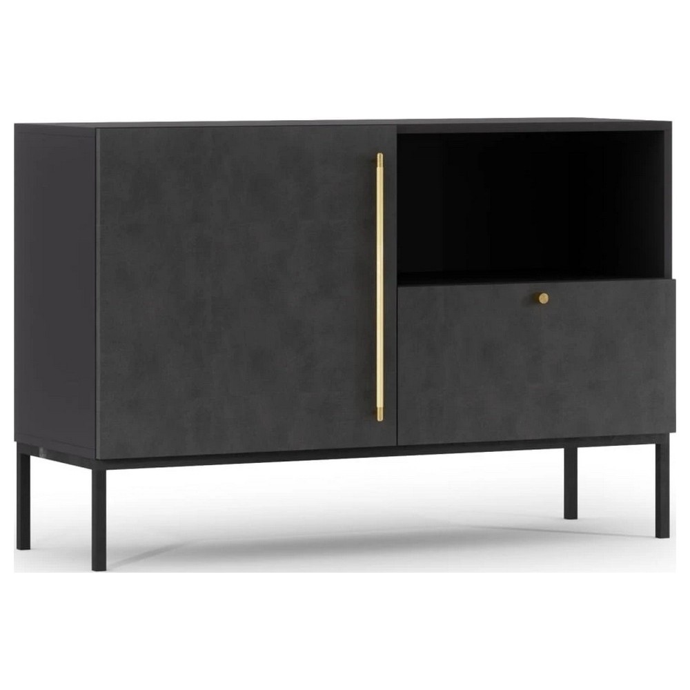 Très jolie commode de dimensions 120x40x80 cm, noir mat - Lancaster Très jolie commode de dimensions 120x40x80 cm, noir mat - Lancaster