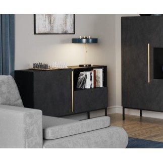 Très jolie commode de dimensions 120x40x80 cm, noir mat - Lancaster