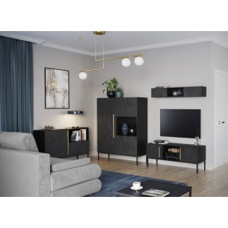 Très jolie commode de dimensions 120x40x80 cm, noir mat - Lancaster