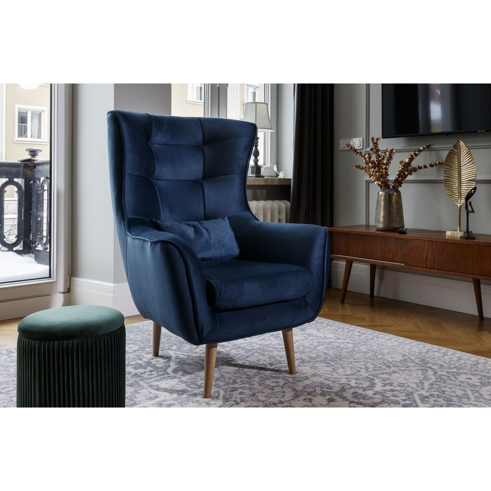 Fauteuil 1 place en tissu velours catégorie luxe, bleu foncé, ARTISTE Fauteuil 1 place en tissu velours catégorie luxe, bleu foncé, ARTISTE