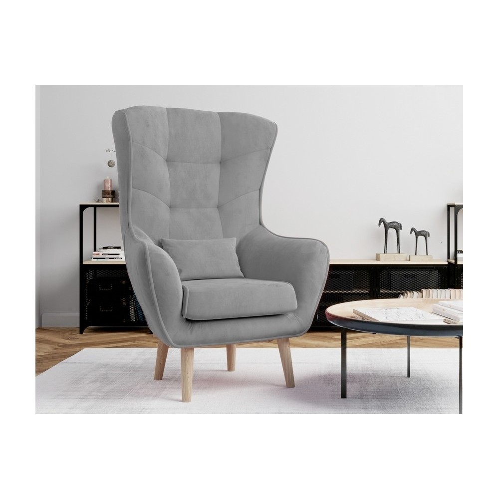 Fauteuil 1 place en tissu velours catégorie luxe, gris, ARTISTE Fauteuil 1 place en tissu velours catégorie luxe, gris, ARTISTE