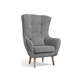 Fauteuil 1 place en tissu velours catégorie luxe, gris, ARTISTE