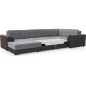 Canapé panoramique convertible - DAMIEN - en tissu gris de qualité et caisse simili noir, 7 places, gris, méridienne à gauche et Canapé panoramique convertible - DAMIEN - en tissu gris de qualité et caisse simili noir, 7 places, gris, méridienne à gauche et