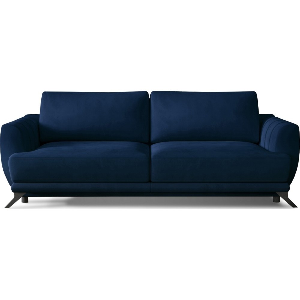 Canapé 3/4 places convertible - bleu foncé - en tissu velours de qualité luxe, MEGANE Canapé 3/4 places convertible - bleu foncé - en tissu velours de qualité luxe, MEGANE