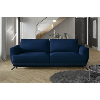 Canapé 3/4 places convertible - bleu foncé - en tissu velours de qualité luxe, MEGANE