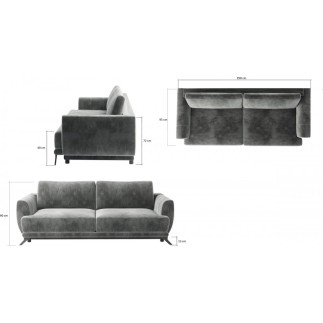 Canapé 3/4 places convertible - bleu foncé - en tissu velours de qualité luxe, MEGANE