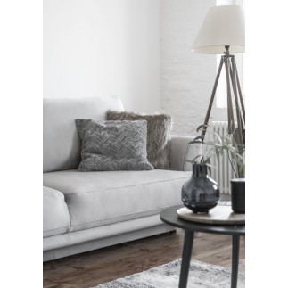 Canapé 3/4 places convertible - GRIS - en tissu velours de qualité luxe, MEGANE