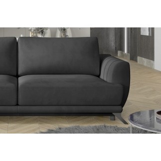 Canapé 3/4 places convertible - gris anthracite - en tissu velours de qualité luxe, MEGANE