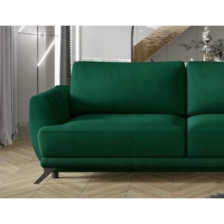 Canapé 3/4 places convertible - vert - en tissu velours de qualité luxe, MEGANE