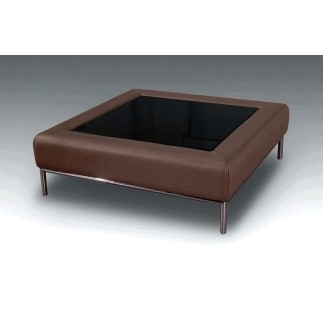Table basse en cuir italien PALOMA, chocolat