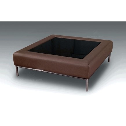 Table basse en cuir italien PALOMA, chocolat
