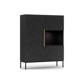 Buffet haut de la collection Lancaster, 120x150x40 cm, noir mat