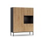 Buffet haut de la collection Lancaster, 120x150x40 cm, noir mat et chêne aristan, Bois et noir Buffet haut de la collection Lancaster, 120x150x40 cm, noir mat et chêne aristan, Bois et noir