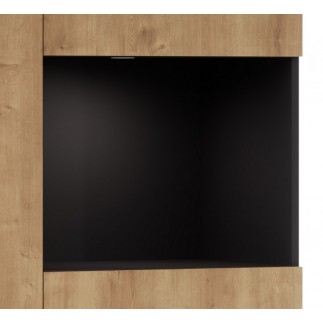 Buffet haut de la collection Lancaster, 120x150x40 cm, noir mat et chêne aristan, Bois et noir