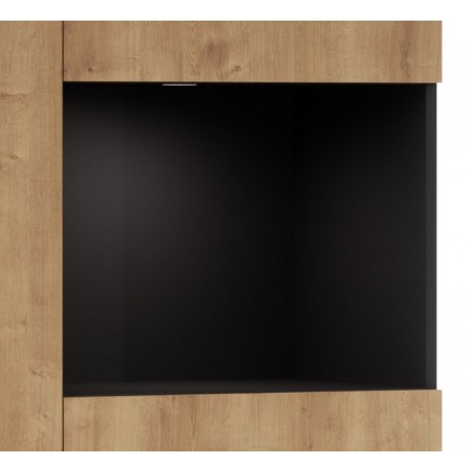 Buffet haut de la collection Lancaster, 120x150x40 cm, noir mat et chêne aristan, Bois et noir