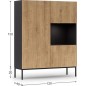 Buffet haut de la collection Lancaster, 120x150x40 cm, noir mat et chêne aristan, Bois et noir Buffet haut de la collection Lancaster, 120x150x40 cm, noir mat et chêne aristan, Bois et noir