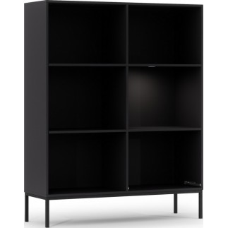 Buffet haut de la collection Lancaster, 120x150x40 cm, noir mat et chêne aristan