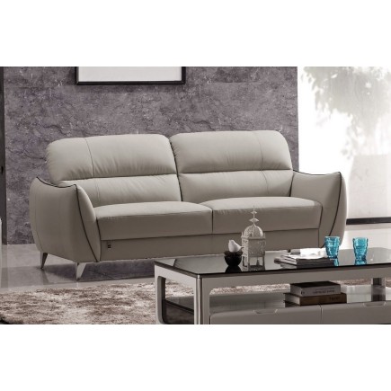 Ensemble canapé 3 places + fauteuil 1 place en cuir italien buffle RIVOLI, gris clair