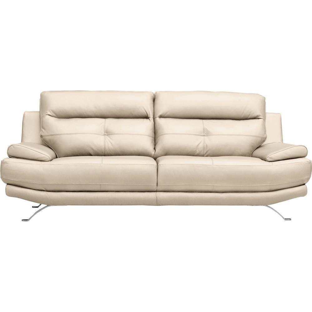 Canapé 3 places en 100% tout cuir épais italien vachette DEREK, couleur beige Canapé 3 places en 100% tout cuir épais italien vachette DEREK, couleur beige