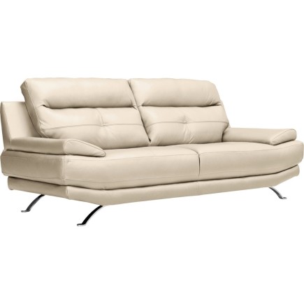 Canapé 3 places en 100% tout cuir épais italien vachette DEREK, couleur beige