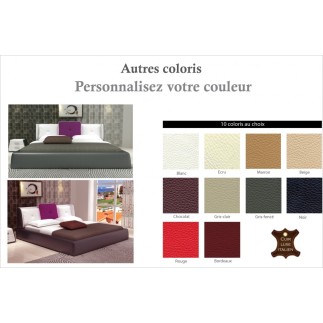 Lit design en cuir italien de luxe LUNA, couleur personnalisée