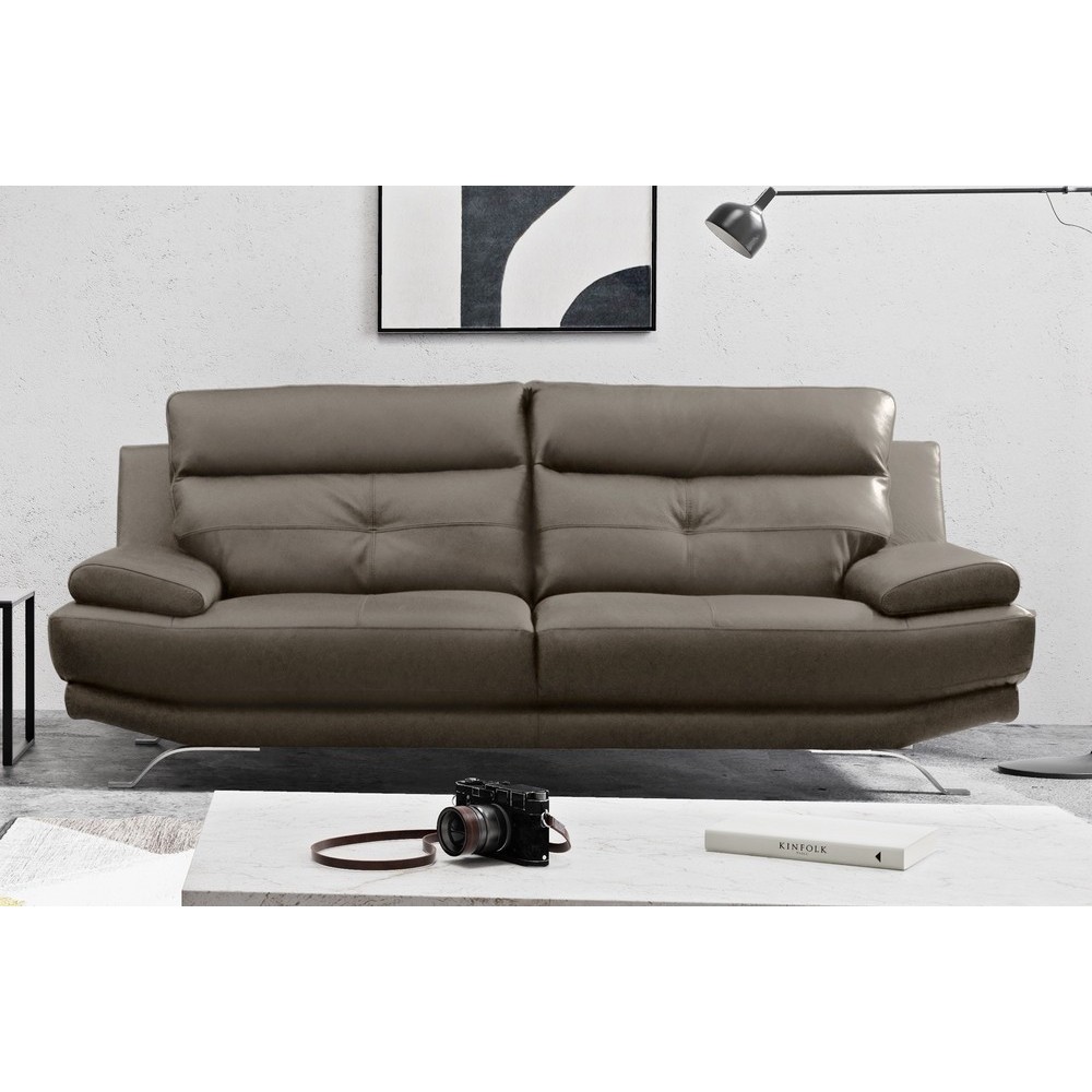 Canapé 3 places en 100% tout cuir épais italien vachette DEREK, couleur taupe Canapé 3 places en 100% tout cuir épais italien vachette DEREK, couleur taupe