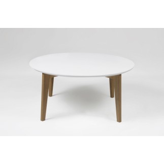 Table basse design nordique, ronde, IPSO, blanche