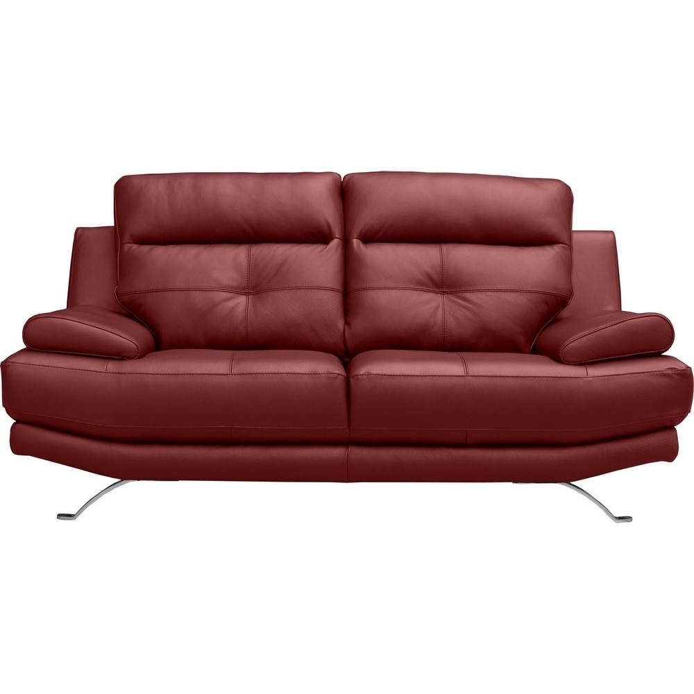 Canapé 2 places en 100% tout cuir épais italien vachette DEREK, couleur bordeaux Canapé 2 places en 100% tout cuir épais italien vachette DEREK, couleur bordeaux