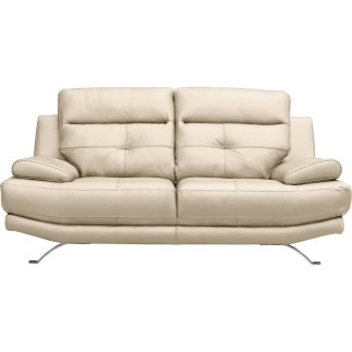 Canapé 2 places en 100% tout cuir épais italien vachette DEREK, couleur beige