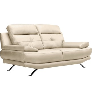 Canapé 2 places en 100% tout cuir épais italien vachette DEREK, couleur beige