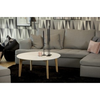 Table basse design nordique, ronde, IPSO, blanche