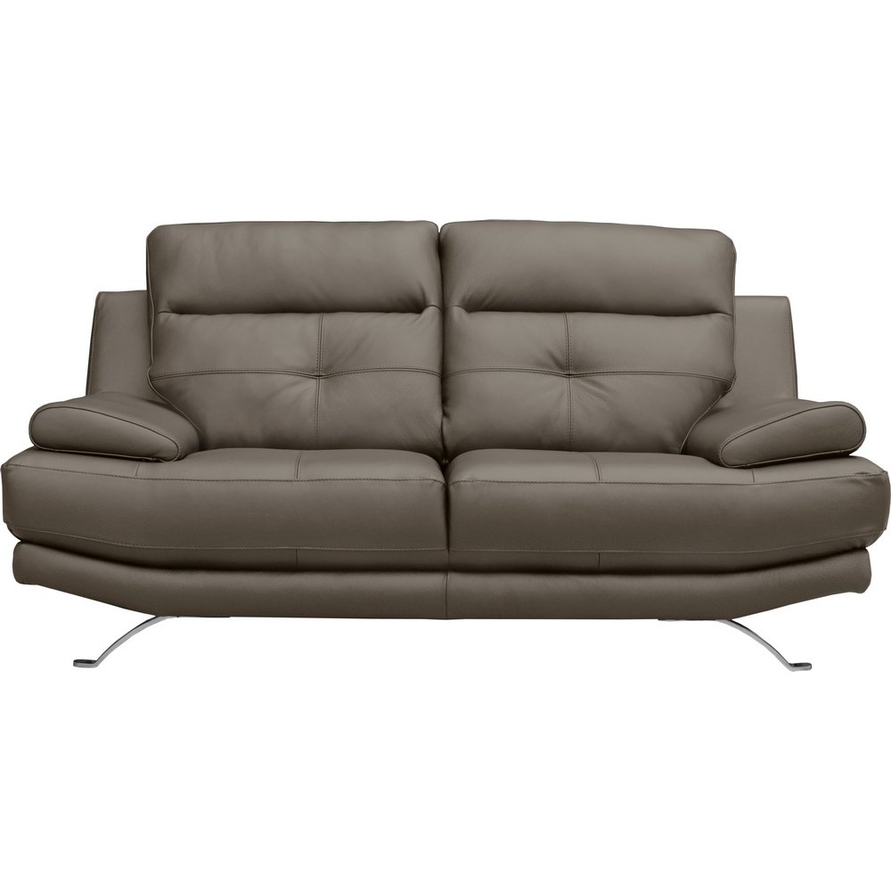 Canapé 2 places en 100% tout cuir épais italien vachette DEREK, couleur taupe Canapé 2 places en 100% tout cuir épais italien vachette DEREK, couleur taupe