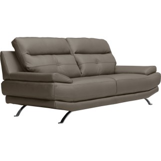 Canapé 2 places en 100% tout cuir épais italien vachette DEREK, couleur taupe