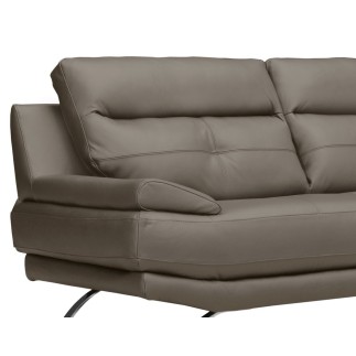 Canapé 2 places en 100% tout cuir épais italien vachette DEREK, couleur taupe