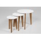 Ensemble de 3 tables basses design ELISE en bois lacqué blanc Ensemble de 3 tables basses design ELISE en bois lacqué blanc