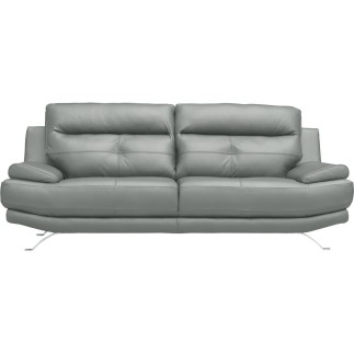 Canapé 3 places en 100% tout cuir épais italien vachette DEREK, couleur gris steel