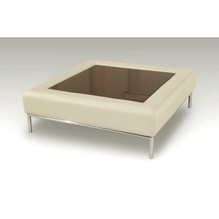 Table basse en cuir italien PALOMA, écru