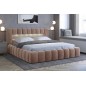 Lit 140x200 rembourré en velours luxe avec coffre et éclairage LED, marron, LANA Lit 140x200 rembourré en velours luxe avec coffre et éclairage LED, marron, LANA