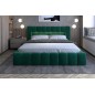 Lit 140x200 rembourré en velours luxe avec coffre et éclairage LED, vert, LANA Lit 140x200 rembourré en velours luxe avec coffre et éclairage LED, vert, LANA