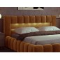 Lit 140x200 rembourré en velours luxe avec coffre et éclairage LED, couleur bronze, LANA Lit 140x200 rembourré en velours luxe avec coffre et éclairage LED, couleur bronze, LANA