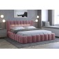 Lit 160x200 rembourré en velours luxe avec coffre et éclairage LED, rose, LANA Lit 160x200 rembourré en velours luxe avec coffre et éclairage LED, rose, LANA