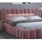 Lit 180x200 rembourré en velours luxe avec coffre et éclairage LED, rose, LANA Lit 180x200 rembourré en velours luxe avec coffre et éclairage LED, rose, LANA