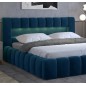 Lit 140x200 rembourré en velours luxe avec coffre et éclairage LED, bleu, LANA Lit 140x200 rembourré en velours luxe avec coffre et éclairage LED, bleu, LANA