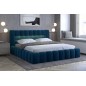Lit 180x200 rembourré en velours luxe avec coffre et éclairage LED, bleu, LANA Lit 180x200 rembourré en velours luxe avec coffre et éclairage LED, bleu, LANA