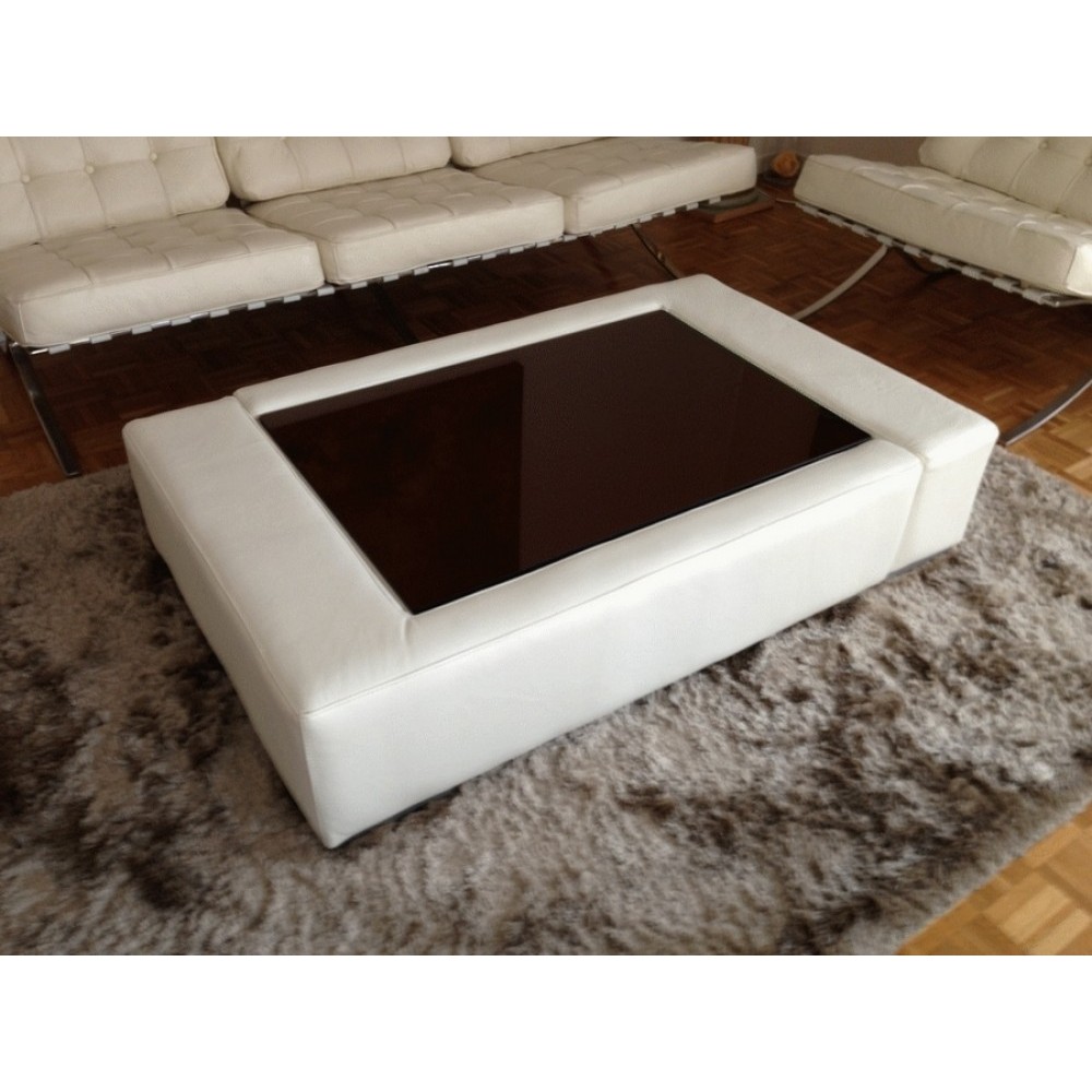 Table basse en cuir italien ZANA, blanc Table basse en cuir italien ZANA, blanc