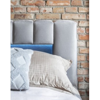 Lit 160x200 rembourré en velours luxe avec coffre et éclairage LED, gris, LANA