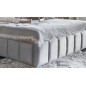 Lit 180x200 rembourré en velours luxe avec coffre et éclairage LED, gris, LANA Lit 180x200 rembourré en velours luxe avec coffre et éclairage LED, gris, LANA