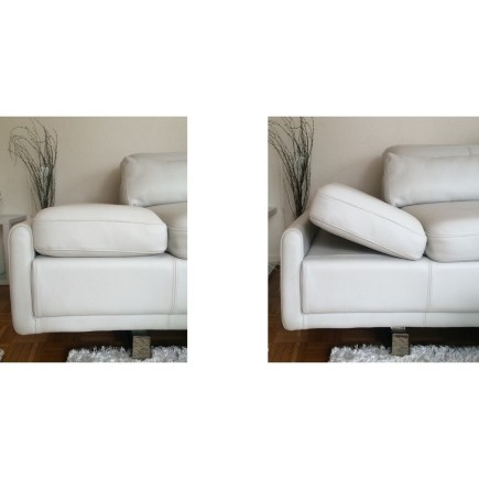 Canapé d'angle en cuir italien 6/7 places IZEN, blanc, version LUXE, angle droit