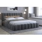 Lit 140x200 rembourré en velours luxe avec coffre et éclairage LED, gris foncé, LANA Lit 140x200 rembourré en velours luxe avec coffre et éclairage LED, gris foncé, LANA